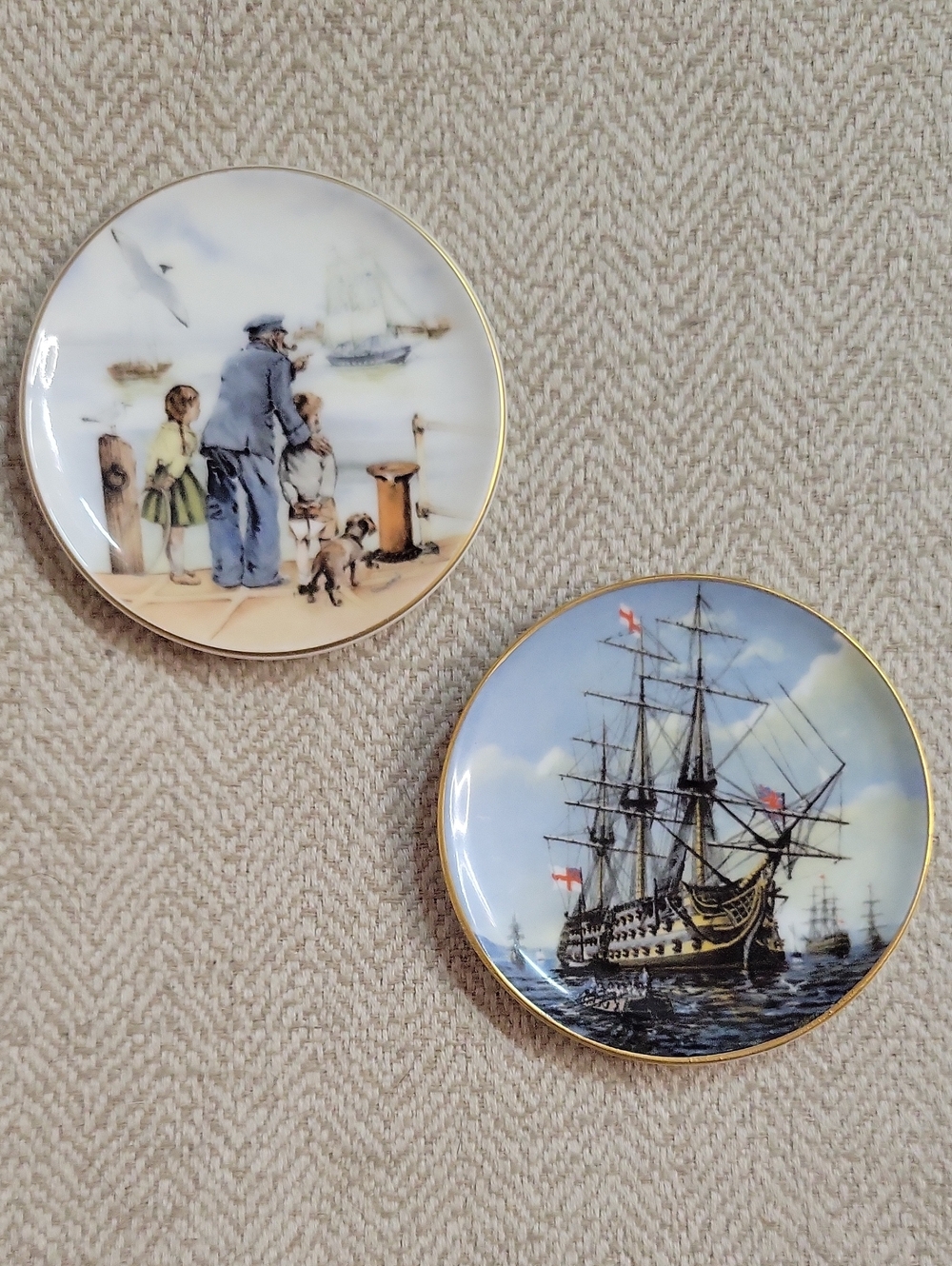 Vintage Coalport Fine Bone China Maritime Collector Plates - Set of 2